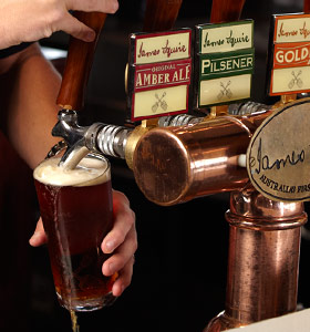 Craft beer on tap at The James Hotel, Dockland